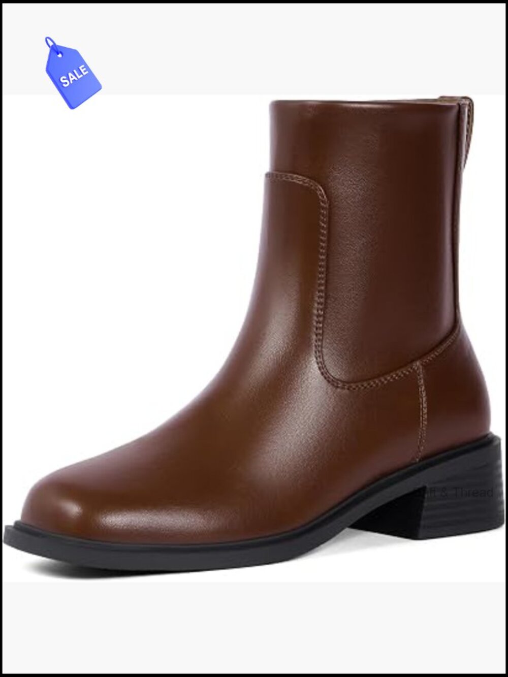 Square Toe Low Heel Ankle Boots for Women Stretch Fit Side Zipper Booties